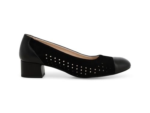 Décolleté noir cuir Melluso : escarpin à talon bas confort pour femme