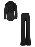 Miaeowve Kinder Junge Turnanzug Langarm Gymnastikanzug Mit Tanzhose Jazzpants Schwarz 170