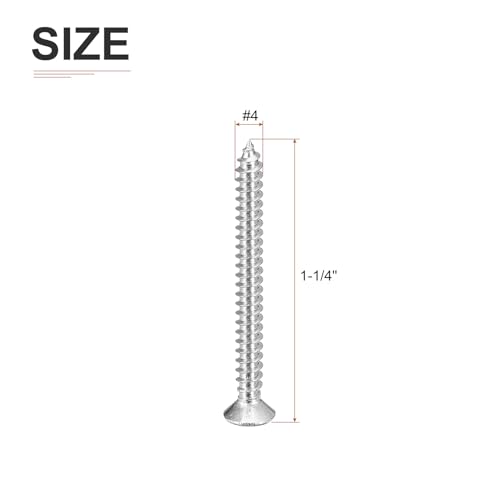 Image of DTGN 100Pcs 4 inch x1-1 /4 Flat Head Wood Screws, Self Tapping Screws Silver