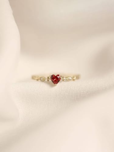 1pc Pomegranate Red Heart Shape Zirconia Ring For Women Sterling Silver Eternity Ring Glamorous Fine Jewelry Gift3