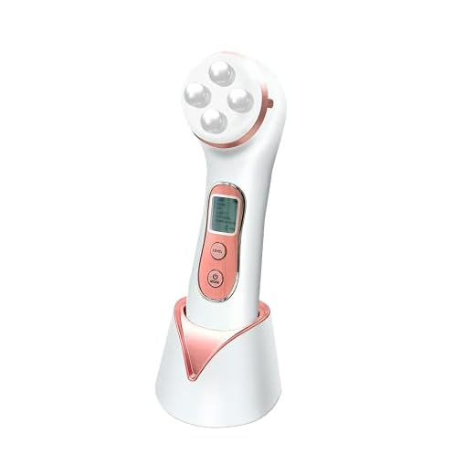 OLITY Masajeador de belleza por Ultrasonidos, 5 en 1 RF Radiofrecuencia LED Facial Instrumento anti-edad Rejuvenecimiento de la piel/Anti-arrugas/Apriete de la Piel/Limpieza facial