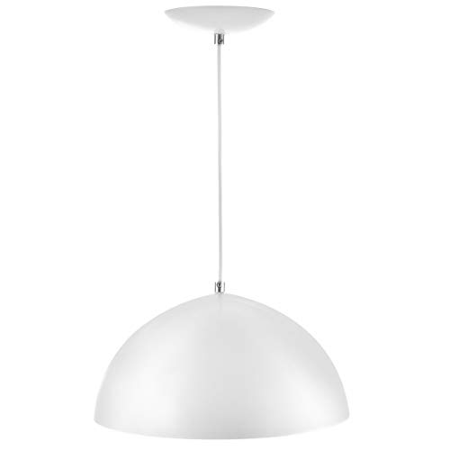 Lustre Pendente Meia Lua 30cm De Alumínio Branco c/Cobre