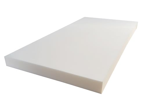 All4All Schaumstoffplatte 100x200x1 - Schaumstoff - Matratze mittelhart T25 - Schuamstoffmatratze - Topper -Schaumstoffzuschnitt - Polster Auflage - Weiß - Verschiedene Größe