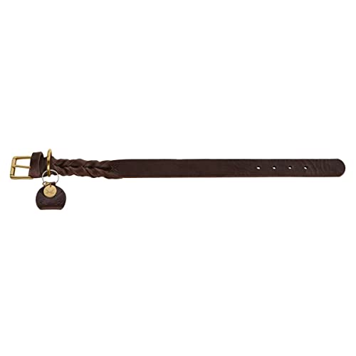 HUNTER Hundehalsband SANSIBAR SOLID, Leder, belastbar & strapazierfähig, handgelochtene Details, Messing-Beschläge, mit Schlüsselanhänger, Made in Germany, Farbe: dunkelbraun, Größe: 55