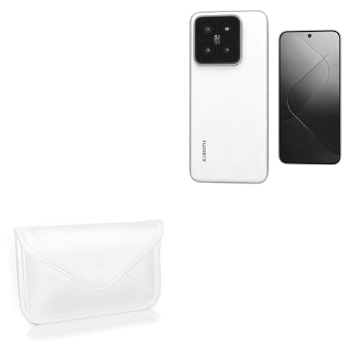 BoxWave Case Compatible with Xiaomi 14 - Elite Leather Messenger Pouch, Synthetic Leather Cover Case Envelope Design - Ivory White