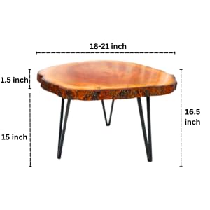 Lakshya India Live Edge Coffee Table, Natural Wood Slab Tea Table with Metal Hairpin Legs, Rustic Indoor Outdoor Accent Furniture 2