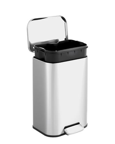 Caneca de basura rectangular de acero inoxidable 20L