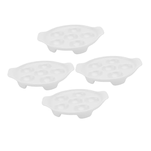 CIYODO 4Pcs Ceramic Escargot Dish Multifunctional Deviled Egg Serving Platter Stylish Porcelain Baking Plate for Family Gatherings Easter Celebrations and Dinner Parties