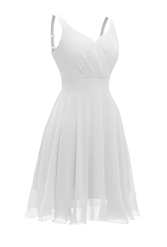 Dressever Summer Cocktail Dress V-Neck Adjustable Spaghetti Strap Chiffon Sundress - Image 4
