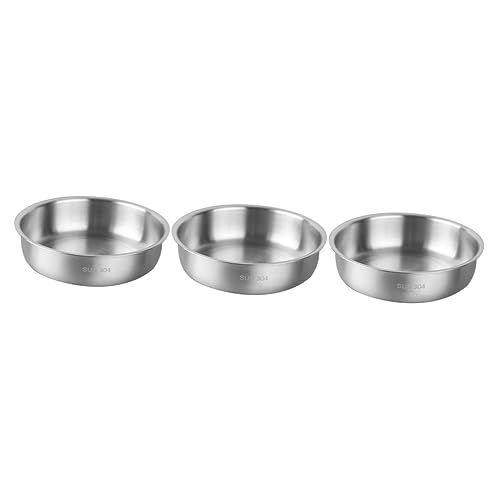 IMIKEYA Plato De Acero Inoxidable De 3 Piezas Plato De Mariscos Bandeja Redonda Plato Para Comer Bandeja De Frutas Plato Para Servir Frutas Plato Multiusos Para Cena Platos