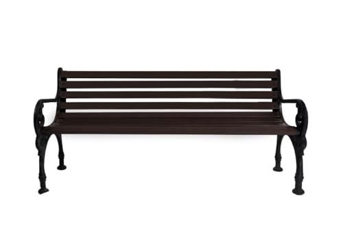 Image of Amazon Brand - Solimo Cast Iron 3 Seater Garden Bench | Durable Outdoor Park Bench for Balcony Patio Terrace, Living Room | Ideal Indoor and Outdoor Seating Furniture (Black)