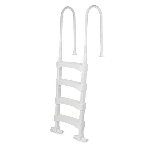 Vinyl Works SLD2 Heavy-Duty Resin Pool Step Ladder for 60 Inch Above Ground or In Ground Swimming Pools, White