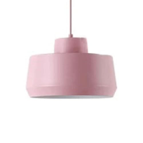 Lámpara colgante de altura ajustable rosa para techos altos en el dormitorio