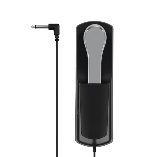 Pédale de Sustain Universelle pour Piano Numérique, Pédale de Piano avec Commutateur de Polarité, Pédale Antidérapante en Chrome pour Claviers Électroniques