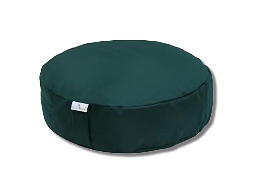 Image of Buckwheat ZAFU Meditation Cushion Filled with Buckwheat Hulls (Round - Dark Green)
