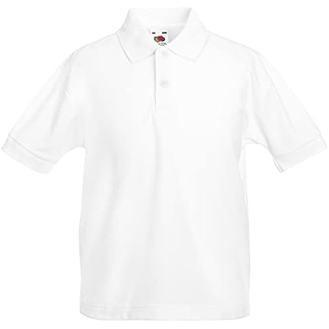 Fruit of the Loom Boys' White Polo Shirt Cover