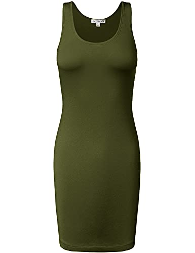Women's Wear to Work Cotton Sleeveless Fitted Midi Bodycon Dress, 772-army Green-0, Medium