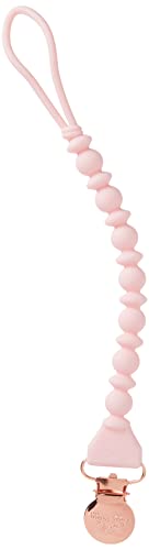 Image of Itzy Ritzy Silicone Pacifier Clip 100% Food Grade Silicone Pacifier Strap with Clip Keeps Pacifiers, Teethers & Small Toys in Place Features One-Piece Design & Silicone Cord (Pink)