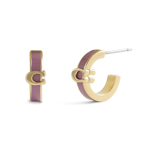 Image of COACH Jewelry Women's Signature C Enamel Huggie Earrings