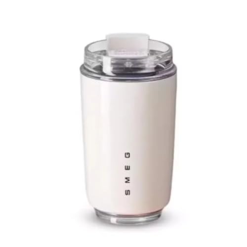 240ml Stainless Steel Coffee Cup Portable Travel Mug Hot and Cold Dual Use Leakproof Thermal Cup Large Capacity Reusable Water Tumbler for Home Office and Outdoor (Cream)