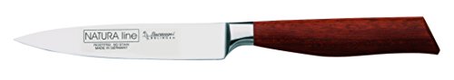 Burgvogel Solingen Natura Line, Spickmesser Holzgriff, rot satiniert, geschmiedet, 12 cm, sehr scharfes Officemesser rostfrei, Made in Germany, Braun...
