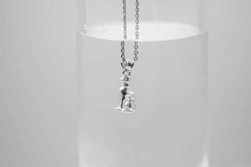 Pendentif chat égyptien en argent 925 - Bijou sterling 7x16mm - 5