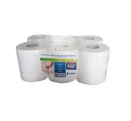 ESSUYAGE PAPIER BOBINE ESSUIE MAIN BLANCHE PURE OUATE 450 F - PAQUET DE 6 bobines - 050109