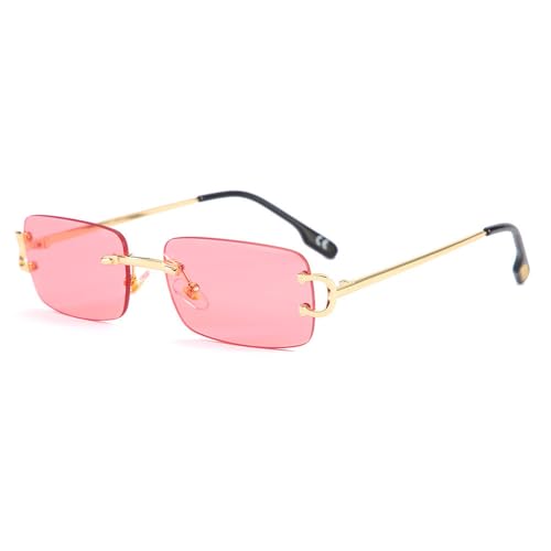 Lunettes de soleil UV400 en métal dégradé sans monture au style épuré