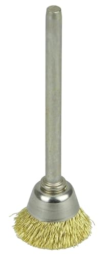 Image of Weiler 26075 5 /8 inch Miniature Wire Cup Brush, .005 inch Brass Fill, 1 /8 inch Stem, Made in the USA (Pack of 144)
