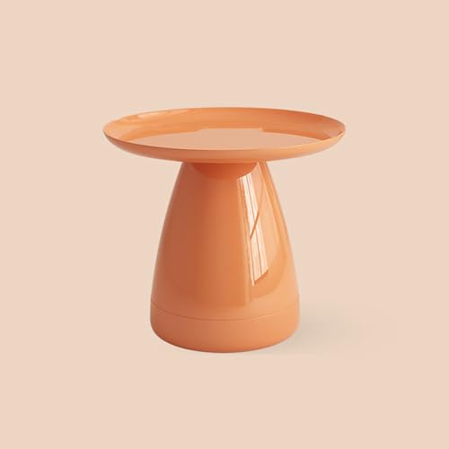 Table basse ronde orange rustique en champignon avec rangement - 2