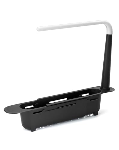 QWORK® Organizador de Fregadero telescópico, Porta esponjas, escurridor estropajos Fregadero, Negro