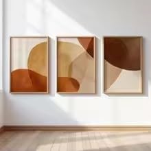 LMAIWANG Tableau sur toile, impressions contemporaines, affiche abstraite terracotta et beige pour salon, chambre, décoration scandinave (60x90cmx3/sans cadre)