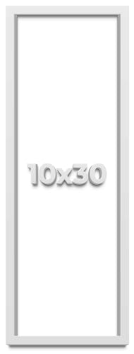 10x30 Shadow Box White Solid Pine Wood Picture Frame with Acid-Free Backing UV Acrylic & Hanging Hardware with 0.75 Inches of Usable Depth and 0.75 Inches Frame Moulding Width