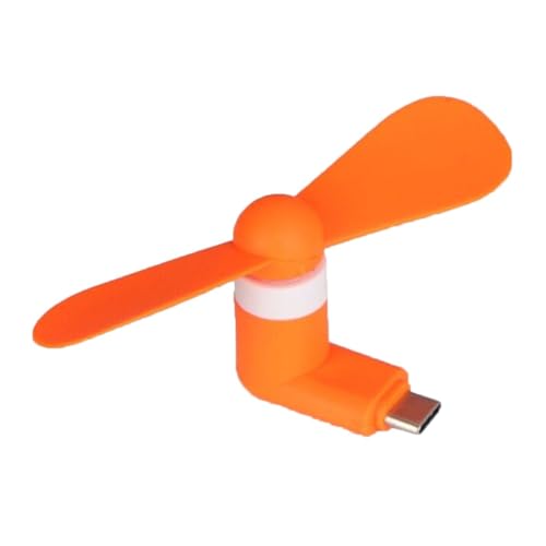 MeevrgR Mantente renovado con el ventilador de puerto USB C de silicona, apto para exteriores. El ventilador es de silicona que es ligero y agradable al tacto (naranja)