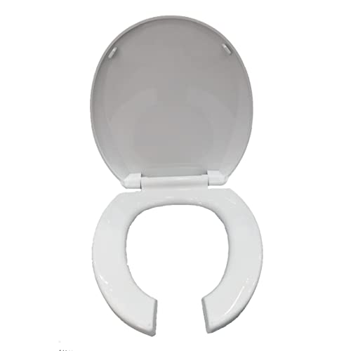ZYGPH Sedile WC Commerciale con Apertura Frontale, Sedile Rotondo con Chiusura Ammortizzata, Grande Apertura in plastica, Bianco
