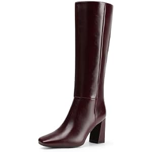 DREAM PAIRS Womens Knee High Square Toe Boots