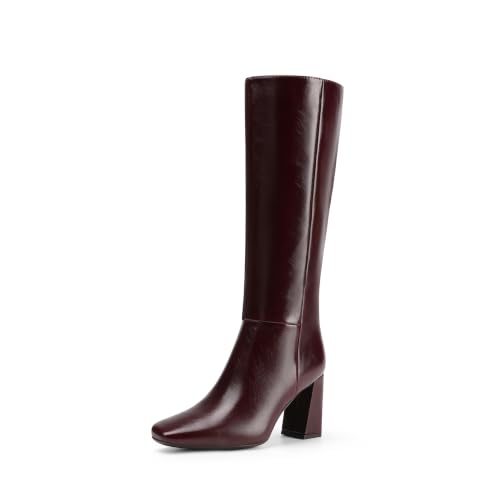DREAM PAIRS Womens Knee High Square Toe Boots