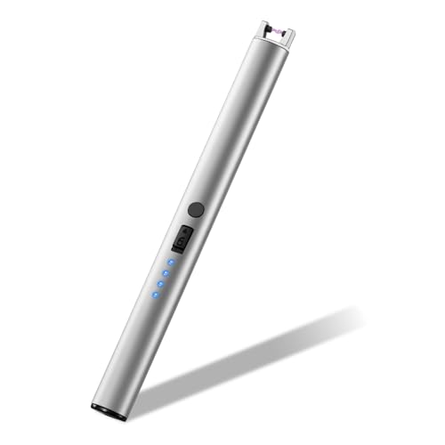 Electric Arc Lighter USB Rechargeable - Windproof Flameless Design for Candles, BBQ, Camping,Compact & Portable Silver Lighter