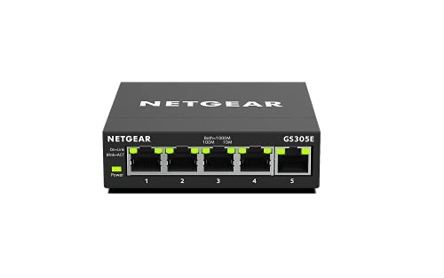 NETGEAR 5-Port Gigabit Ethernet Easy Smart Managed Essentials Switch GS305E - Desktop or Wall Mount, Home Network Hub, Office Ethernet Splitter by NETGEAR - Used condition - US$18.40