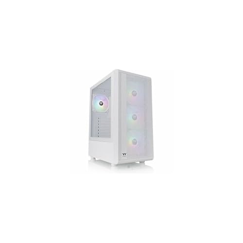 Caja de ordenador Mid Tower S200 Plus TG ARGB Snow con cuatro ventiladores y panel de malla blanca