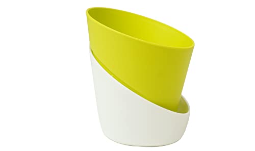 Image of Harshdeep Self Watering Planters - Atlantis - Indoor Outdoor Home Livingroom Office Tabletop Decorative Plastic Flower Pots 4 Inch Set of 5 (Yellow)