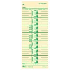 Cartes du temps cartonnées TOPS format 8,1x22,9 cm haute résistance pour pointage quotidien