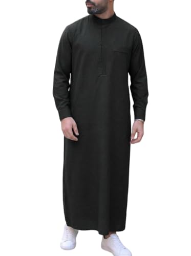 Camisa larga étnica sin cuello para hombre en poliéster holgado casual