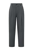 Arach&Cloz Womens Grey Dress Fall Pants Work Office Ankle Pleated Trousers Business Casual Teacher Outfits Slacks Bottoms with Pockets L
