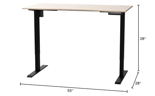 Image of FLEXISPOT EN2 Whole-Piece Bamboo Standing Desk with Clamp Power Strip, 55 x 28 Electric Stand Up Height Adjustable Desk with Cable Management (Black Frame + 55 inch Bamboo Top, 2 Packages)