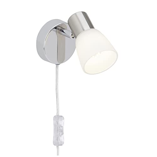 Brilliant Janna Wandspot mit Zuleitung und Schalter, E14, 4 W, 450lm, 3000K, Metall Glas, eisen / chrom /Wei&szlig; G46112/77