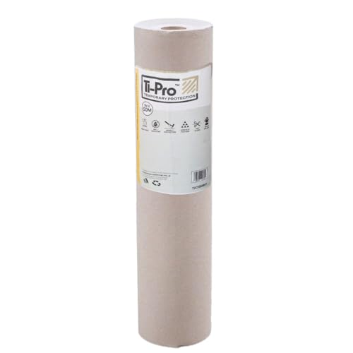 TI-Pro Heavy-Duty Cardboard Hard Floor Protection Roll 1m x 50m - Temporary Indoor Multi Surface Protector Cover - Breathable Spill and Impact Resistant - 260 GSM