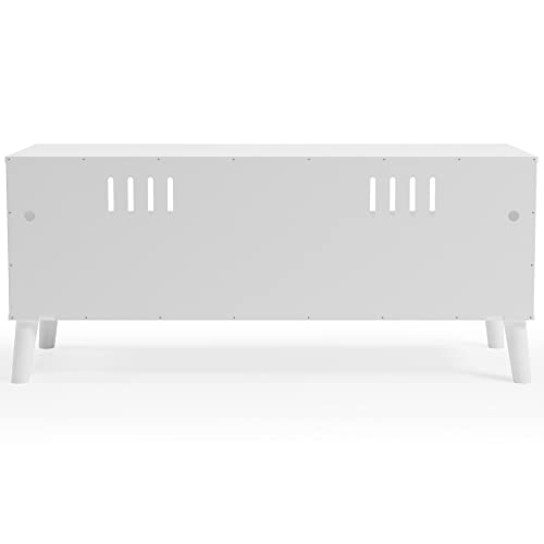 Signature Design By Ashley Piperton Scandinavian Tv Stand, Fits Tvs Up To 50", White & Sugarberry Light Wood #TOP6