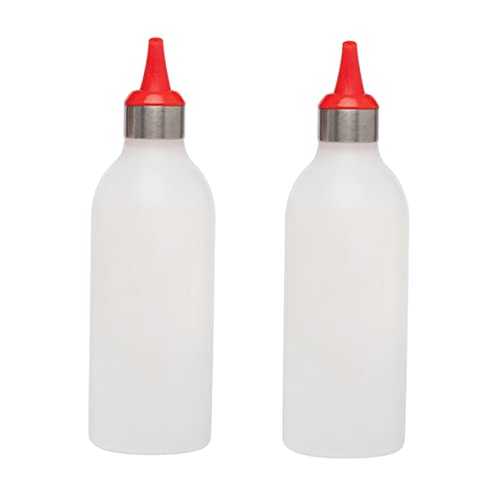 FUNOMOCYA Syrup Pump Dispenser Set Plastic Squeeze Bottles for Condiments Bbq Sauce Vinegar Oil Ketchup Jam