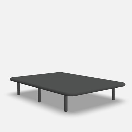 Topdormitorios | Base tapizada Reforzada, con Juego de Patas metálicas Incluido - Patas con Base plástica - Transpirable y Resistente - Color 3D - 3D Gris, 90 x 180 cm.